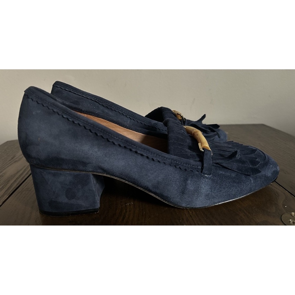 J. McLaughlin Reina Suede Loafer's Navy Blue with A Bamboo Inspired Bit Size 9.5